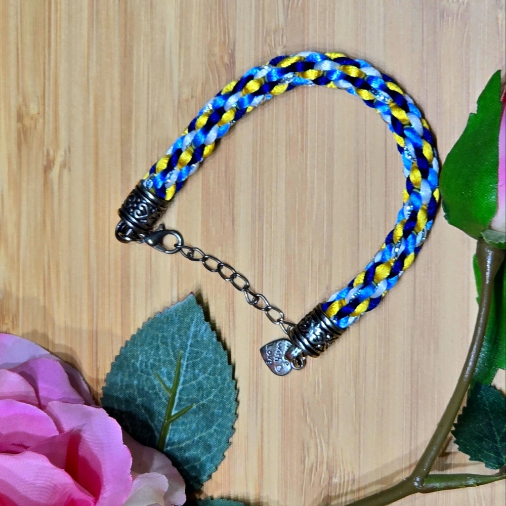Blue and Yellow Braided Bracelet
